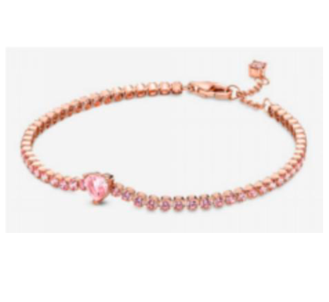 BRAZALETE DE TENIS corazón brillante Plata s925 ALE
