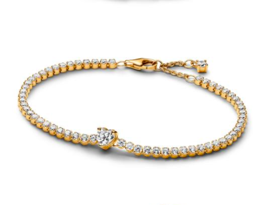 BRAZALETE DE TENIS corazón brillante Plata s925 ALE