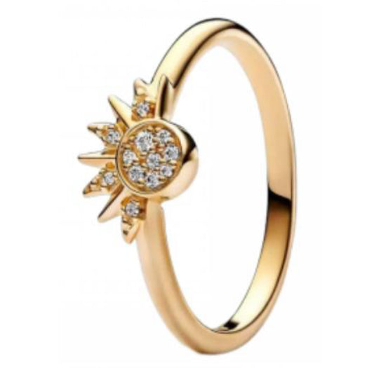 ANILLO SOL O LUNA Plata s925 ALE/Recubrimiento de Oro 14K