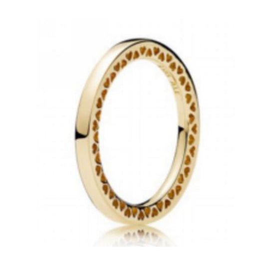 ANILLO LISO CORAZONES Plata s925 ALE/Recubrimiento en Oro 14k