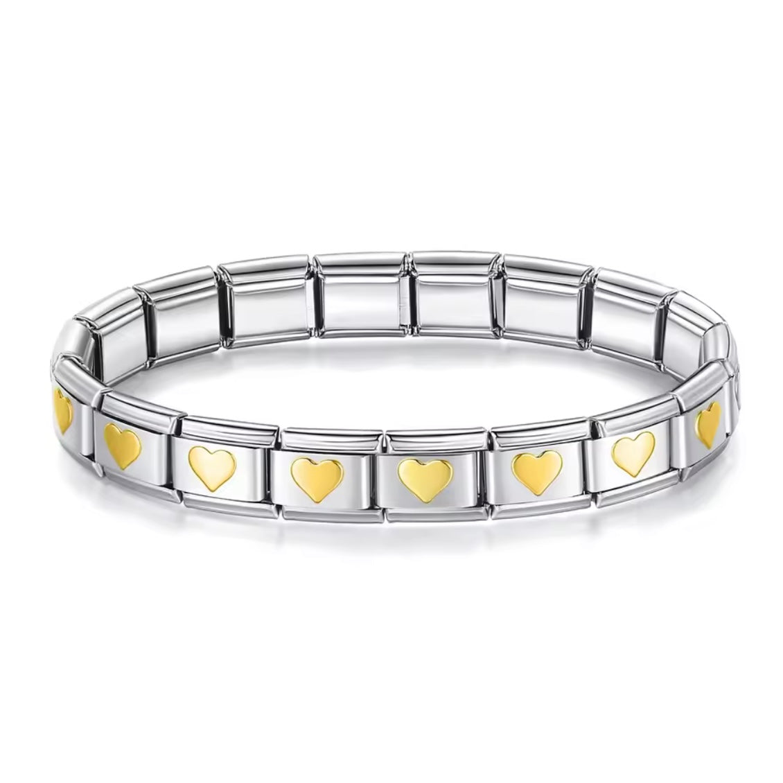 BRAZALETE ITALIANO PLATEADO CON DISEÑO 17.5 cm Acero Inoxidable