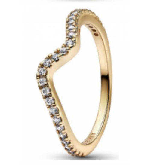 ANILLO HUESO DE LOS DESEOS ZIRCONIA Plata s925 ALE/Recubrimiento de Oro 14K
