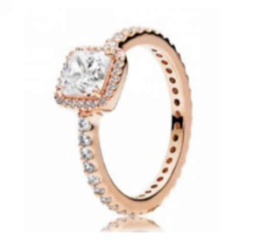 ANILLO CUADRADO CON HALO BRILLANTE Plata s925 ALE