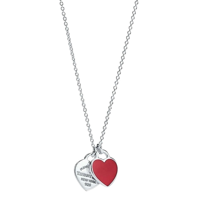 COLLAR RETURN TO TIFFANY COLGANTE DOBLE PLACA ESTILO CORAZĂN Plata s925