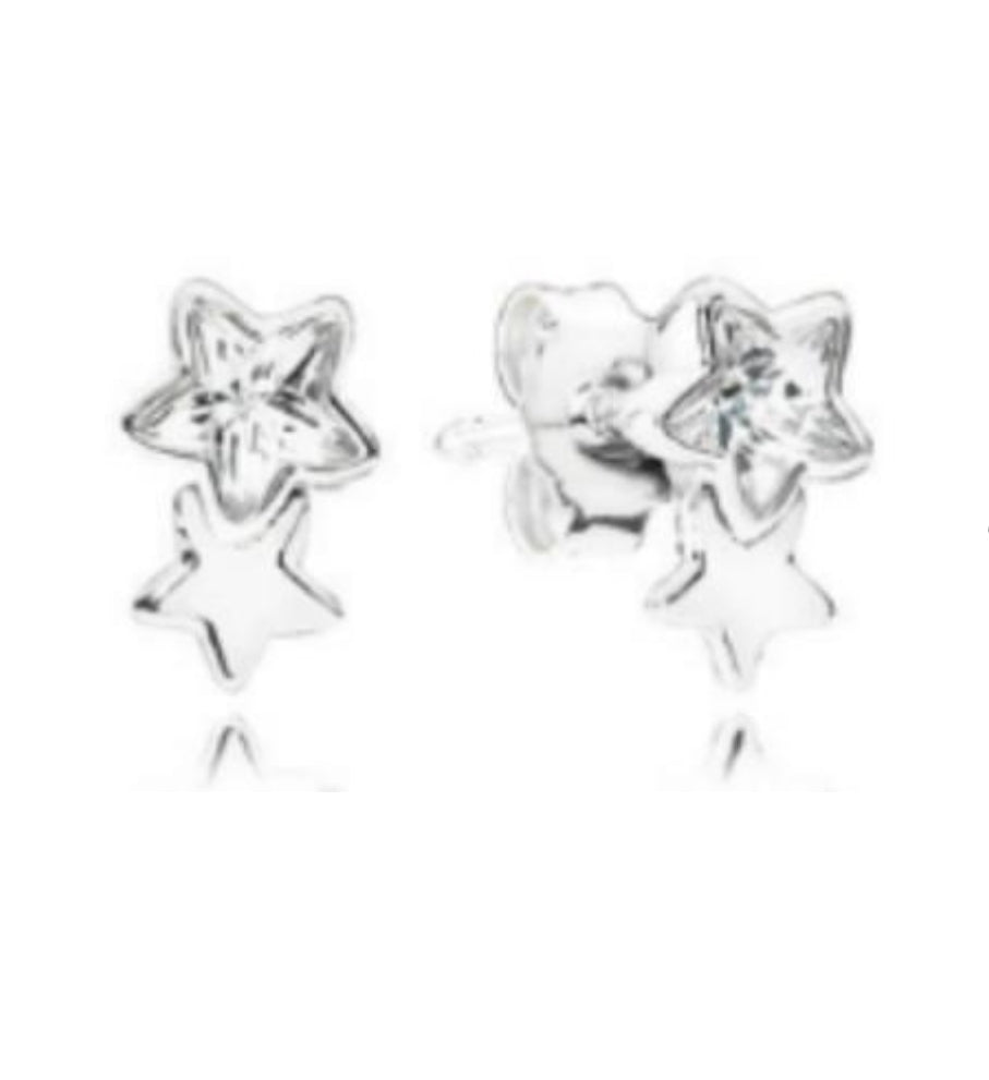 PENDIENTES ESTRELLA DOBLE Plata s925 ALE