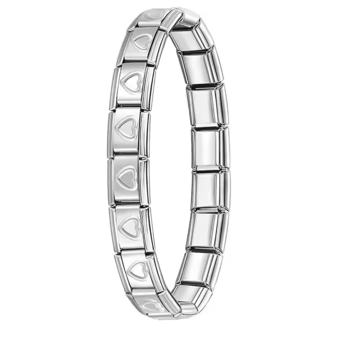 BRAZALETE ITALIANO PLATEADO CON DISEÑO 17.5 cm Acero Inoxidable