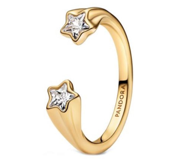 ANILLO ABIERTO ESTRELLAS FUGACES Plata s925 ALE/Recubrimiento en oro 14k