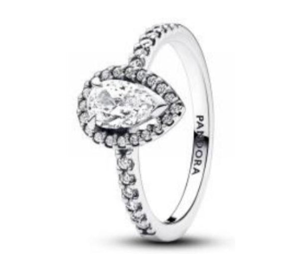 ANILLO HALO PERA BRILLANTE Plata s925 ALE