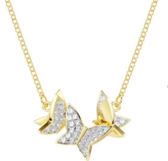 COLLAR LILIA MARIPOSAS ENTRELAZADAS Baño de Rodio