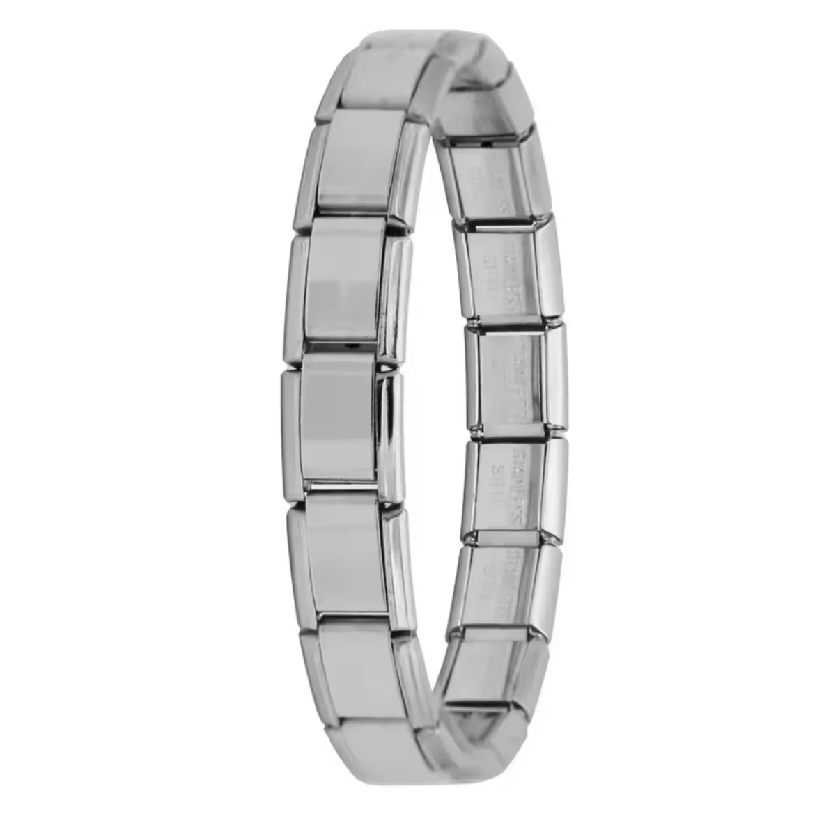 BRAZALETE ITALIANO PLATEADO LISO 17.5 cm Acero Inoxidable