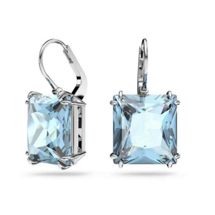 PENDIENTES MILLENIA CRISTAL DE TALLA CUADRADA Recubrimiento en Oro 23k