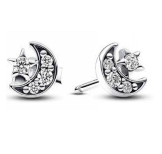 PENDIENTES LUNA Y ESTRELLAS Plata s925 ALE