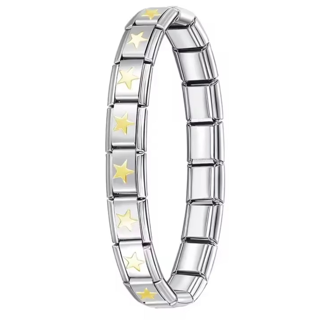 BRAZALETE ITALIANO PLATEADO CON DISEÑO 17.5 cm Acero Inoxidable