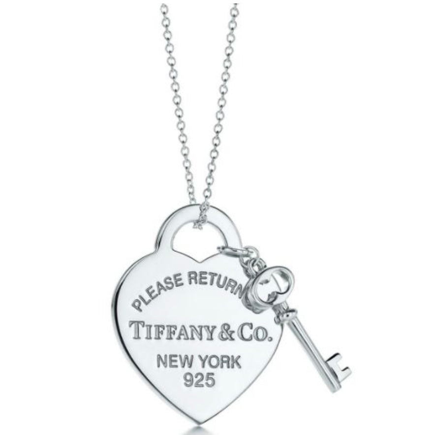 COLLAR RETURN TO TIFFANY ESTILO LLAVE CON PLACA ESTILO CORAZÓN Plata s925