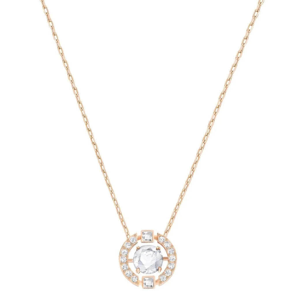 COLLAR SPARKLING DANCE ROUND BLANCO Recubrimiento en Oro Rosado 18k