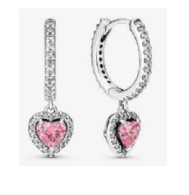PENDIENTES DE ARO CON HALO DE CORAZÓN Plata s925 ALE