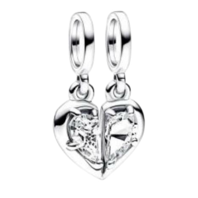 CHARM DOBLE CORAZÓN RELUCIENTE Plata s925 ALE