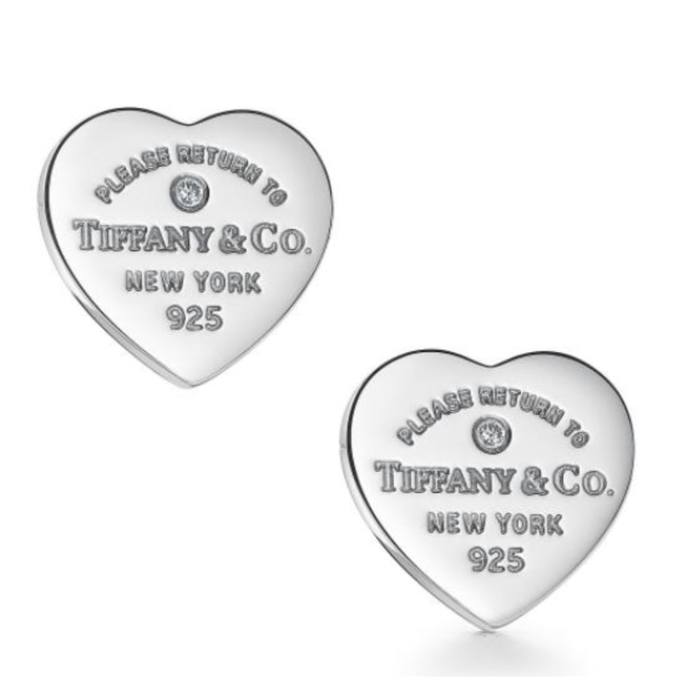 PENDIENTES RETURN TO TIFFANY CON PLACA ESTILO CORAZÓN Plata s925