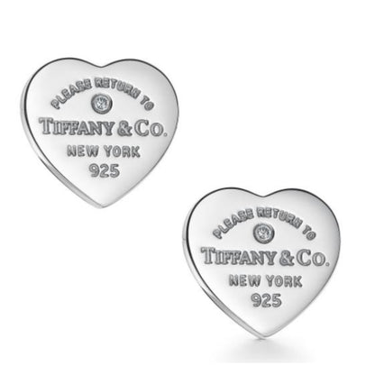PENDIENTES RETURN TO TIFFANY CON PLACA ESTILO CORAZÓN Plata s925