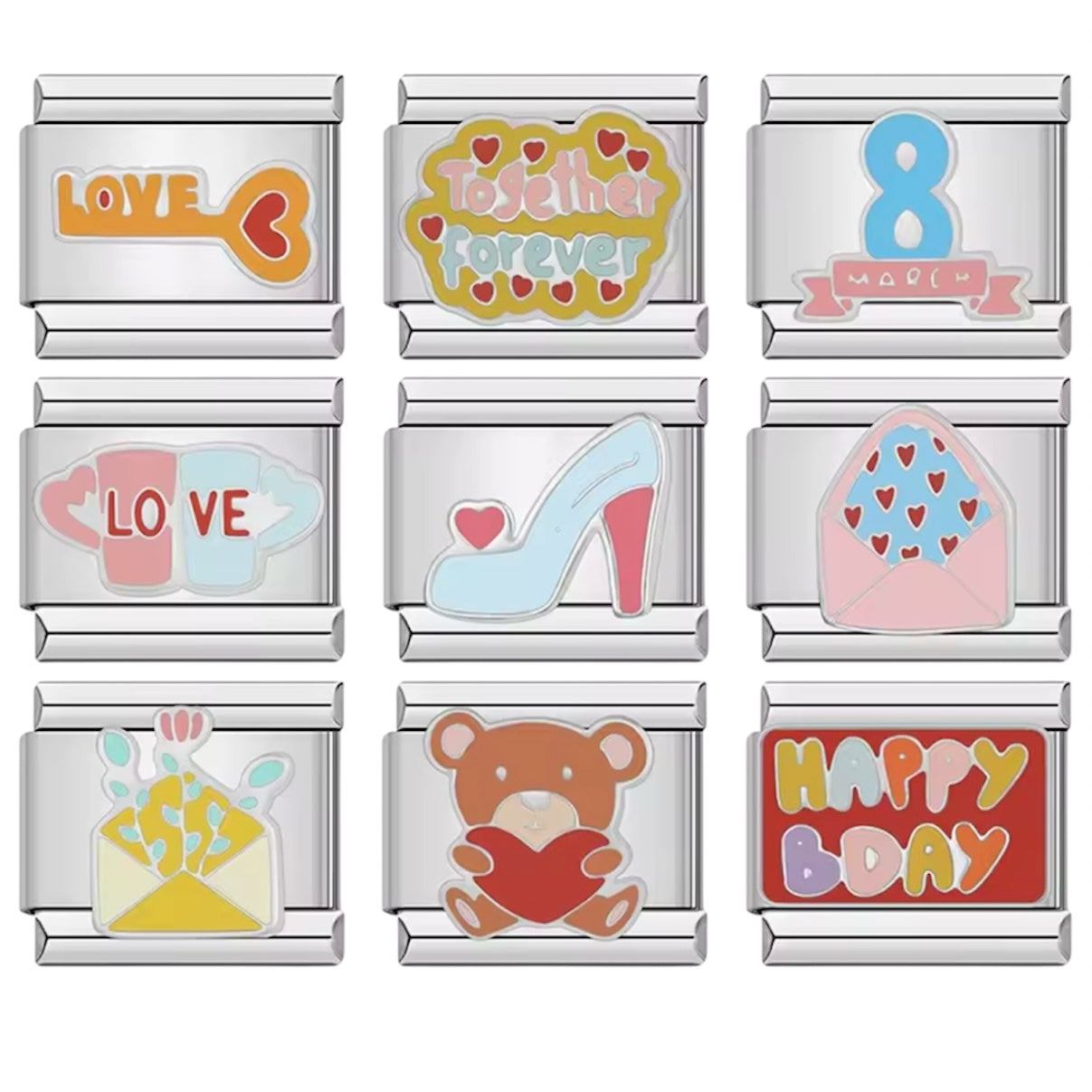 CHARMS BRAZALETES ITALIANOS COLORES PASTELES Acero Inoxidable