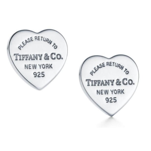 PENDIENTES RETURN TO TIFFANY CON PLACA ESTILO CORAZÓN Plata s925