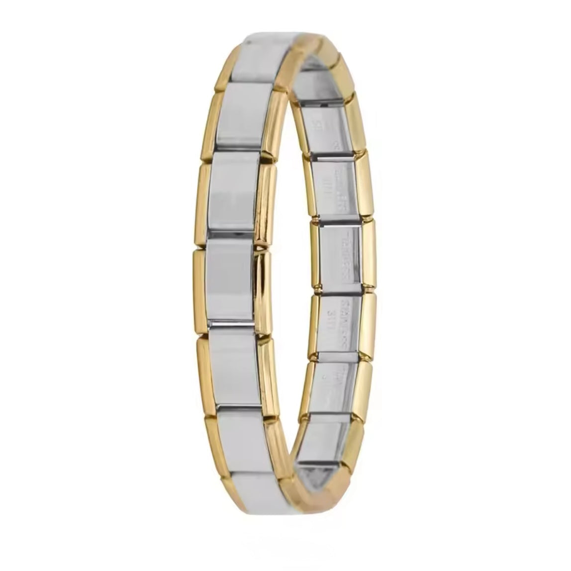BRAZALETE ITALIANO BICOLOR 17.5 cm Acero Inoxidable