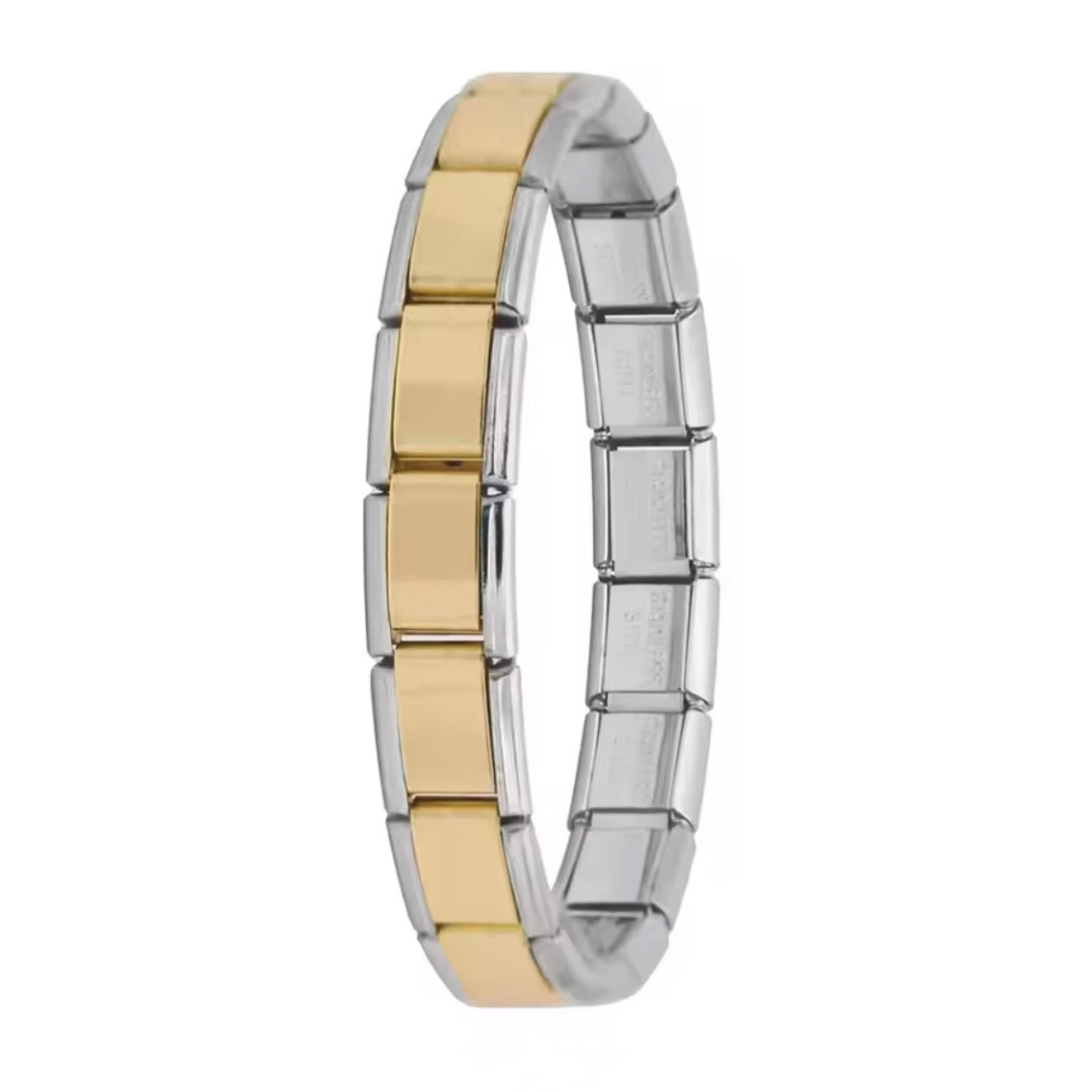 BRAZALETE ITALIANO BICOLOR 17.5 cm Acero Inoxidable