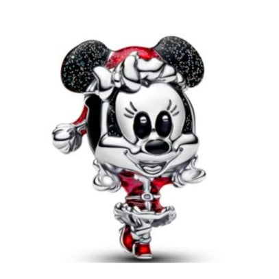 CHARM SEPARADOR MICKEY Y MINNIE MOUSE NAVIDEÑOS Plata s925 ALE