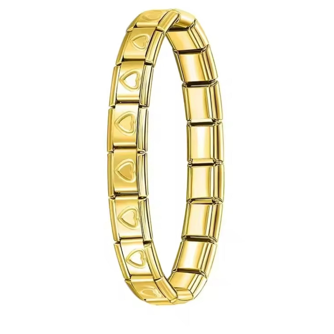 BRAZALETE ITALIANO DORADO CON DISEÑO 17.5 cm Acero Inoxidable