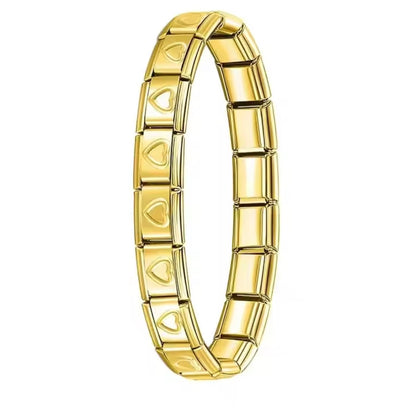 BRAZALETE ITALIANO DORADO CON DISEÑO 17.5 cm Acero Inoxidable