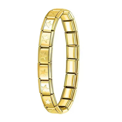 BRAZALETE ITALIANO DORADO CON DISEÑO 17.5 cm Acero Inoxidable