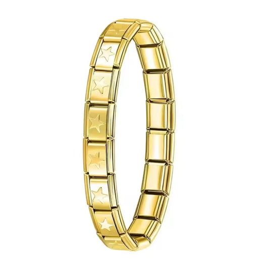 BRAZALETE ITALIANO DORADO CON DISEÑO 17.5 cm Acero Inoxidable
