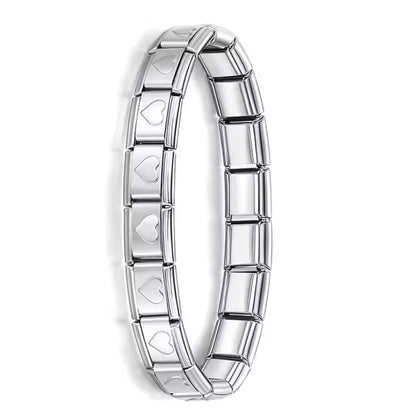 BRAZALETE ITALIANO PLATEADO CON DISEÑO 17.5 cm Acero Inoxidable
