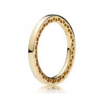 ANILLO LISO CORAZONES Plata s925 ALE/Recubrimiento en Oro 14k