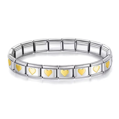 BRAZALETE ITALIANO PLATEADO CON DISEÑO 17.5 cm Acero Inoxidable
