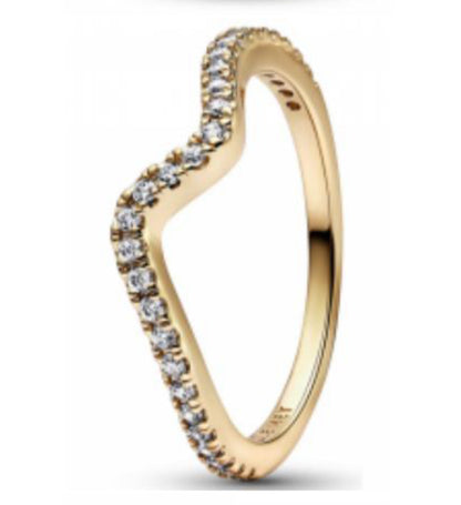 ANILLO HUESO DE LOS DESEOS ZIRCONIA Plata s925 ALE/Recubrimiento de Oro 14K