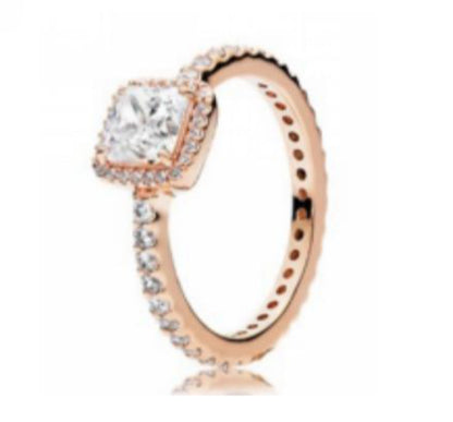 ANILLO CUADRADO CON HALO BRILLANTE Plata s925 ALE