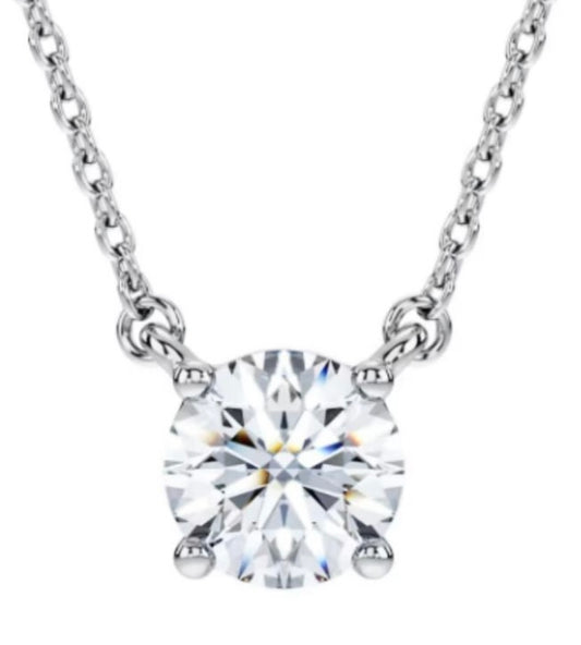 COLLAR SOLITARIO DE DIAMANTES Baño de Rodio