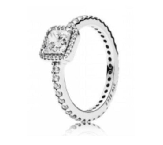 ANILLO CUADRADO CON HALO BRILLANTE Plata s925 ALE