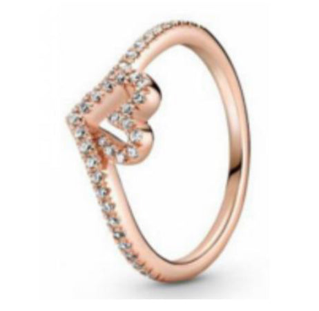 ANILLO HUESO DE LOS DESEOS CORAZÓN DE ZIRCONIA Plata s925 ALE/Recubrimiento en Oro 14k