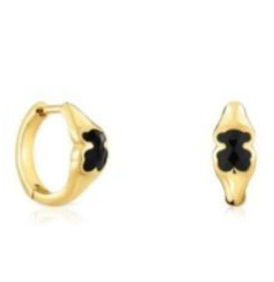 PENDIENTES GEMA DE OSITO NEGRA Recubrimiento en Oro 14k