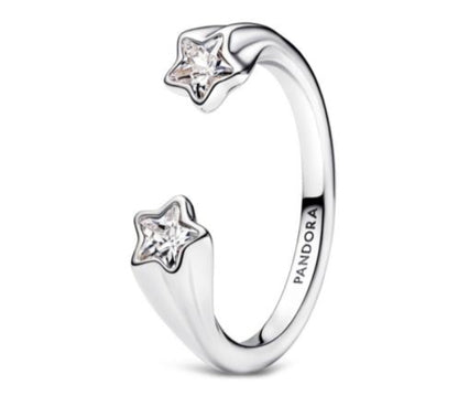 ANILLO ABIERTO ESTRELLAS FUGACES Plata s925 ALE/Recubrimiento en oro 14k