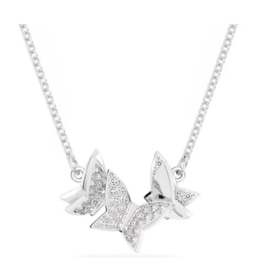 COLLAR LILIA MARIPOSAS ENTRELAZADAS Baño de Rodio