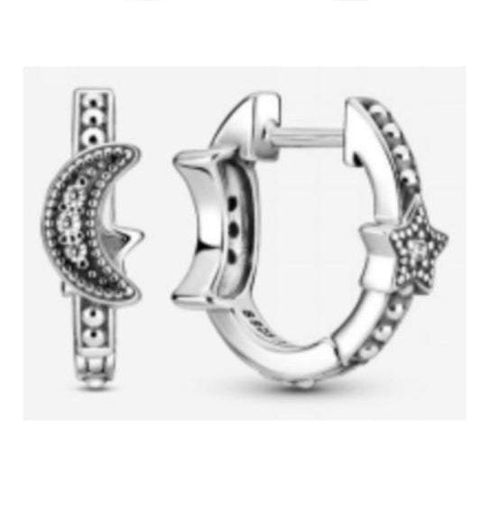 PENDIENTES LUNA Y ESTRELLA Plata s925 ALE