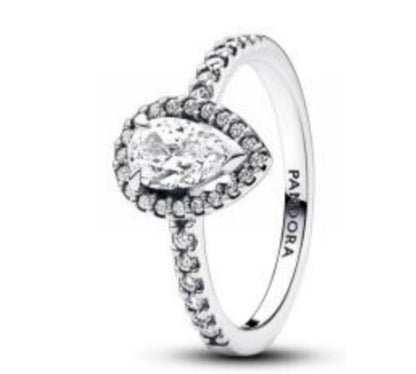 ANILLO HALO PERA BRILLANTE Plata s925 ALE