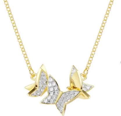 COLLAR LILIA MARIPOSAS ENTRELAZADAS Baño de Rodio