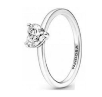 ANILLO SOLITARIO CORAZÓN BRILLANTE Plata s925 ALE
