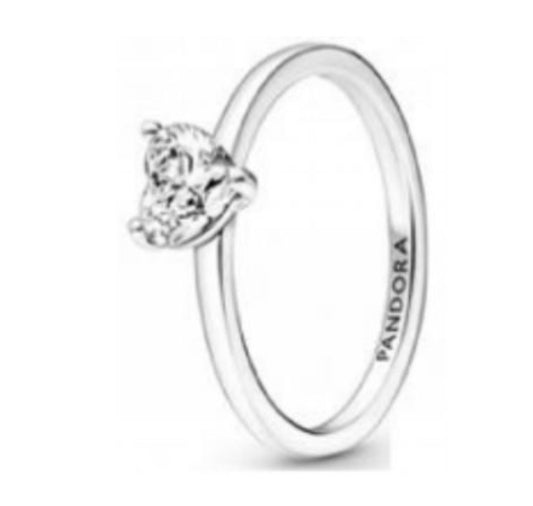 ANILLO SOLITARIO CORAZÓN BRILLANTE Plata s925 ALE