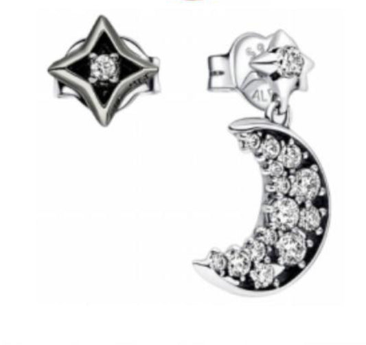 PENDIENTES LUNA Y DESTELLO Plata s925 ALE