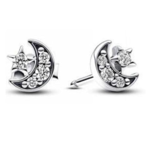 PENDIENTES LUNA Y ESTRELLAS Plata s925 ALE